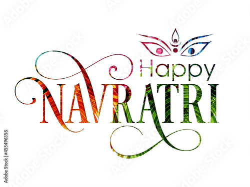 Illustration of Indian festival Navratri with beautiful calligraphy.