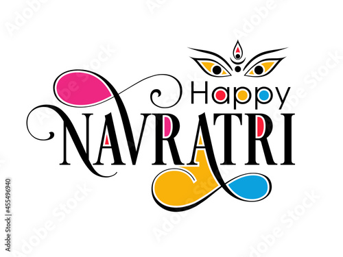 Illustration of Indian festival Navratri with beautiful calligraphy.