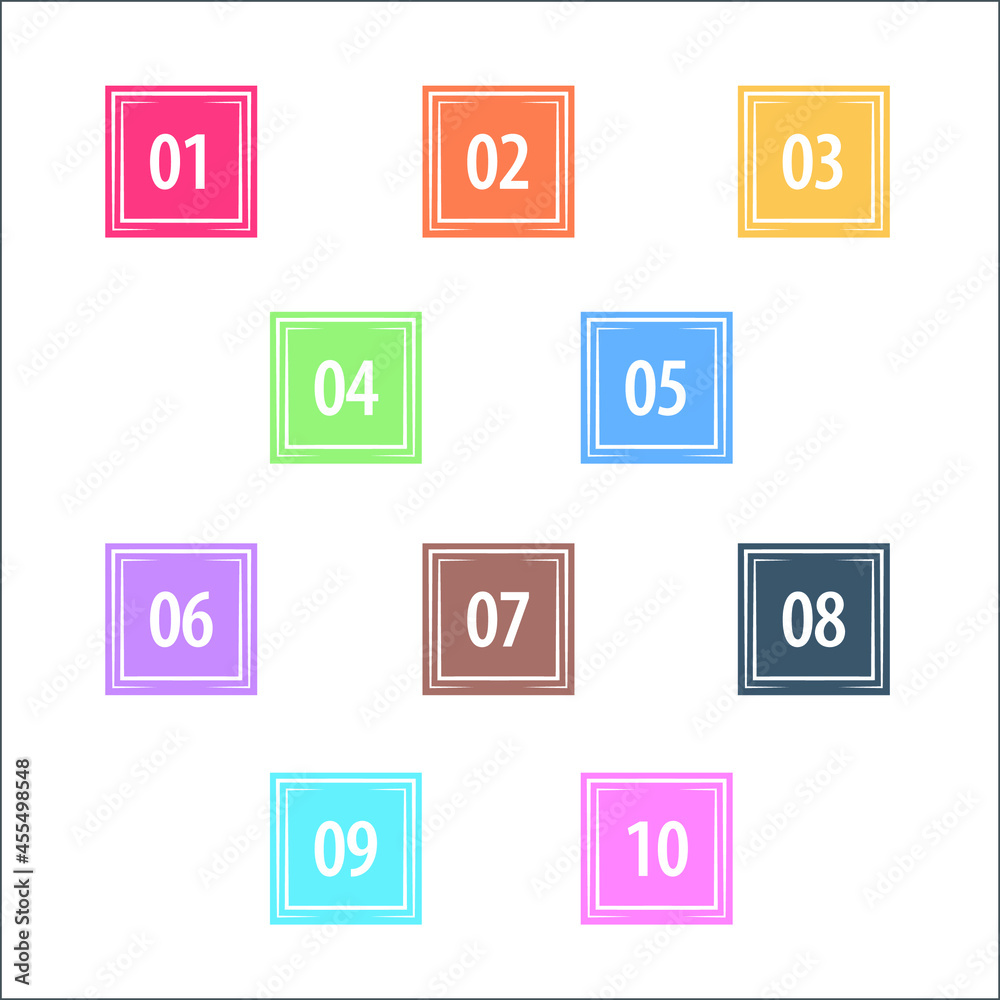 Colorful info-graphic numbers can be use to create presentation. Bullet points numbers one to ten. Colorful shape vector numbers. Colorful info-graphic numbers can be use to create presentation. Bullet points numbers one to ten. Colorful shape vector numbers.