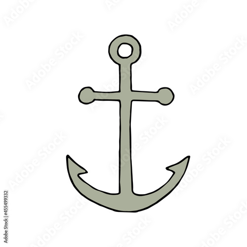 Anchor of the ship. Vector. Doodle. Hand-drawn illustration.