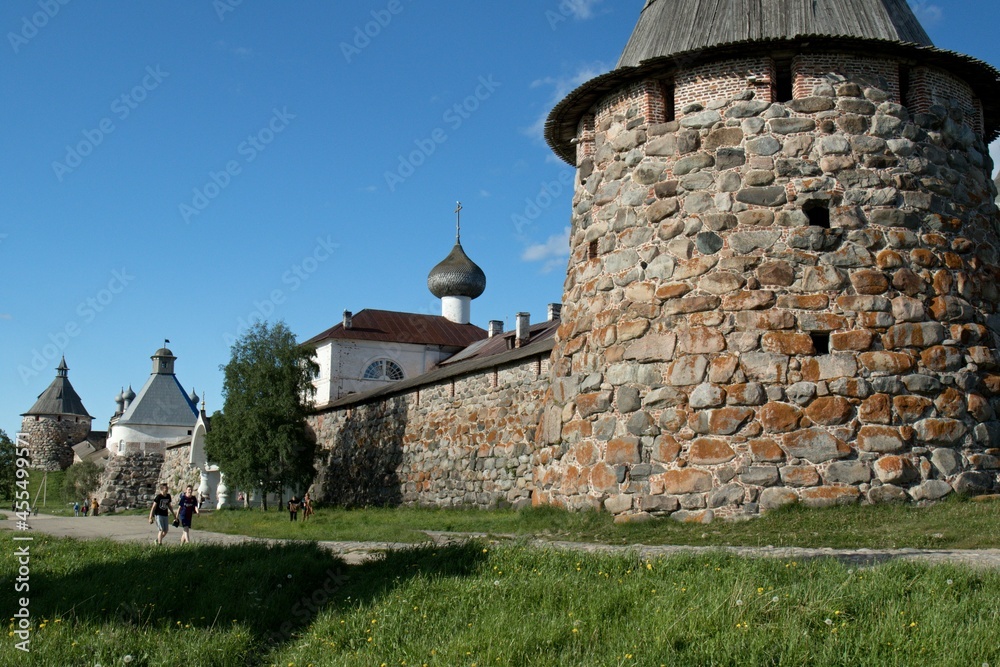 Fototapeta premium Russian Orthodox Monastery founded in the 15th century on Bolshoy Solovetsky Island. Russia.
