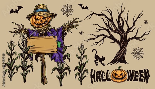 Halloween colorful vintage composition