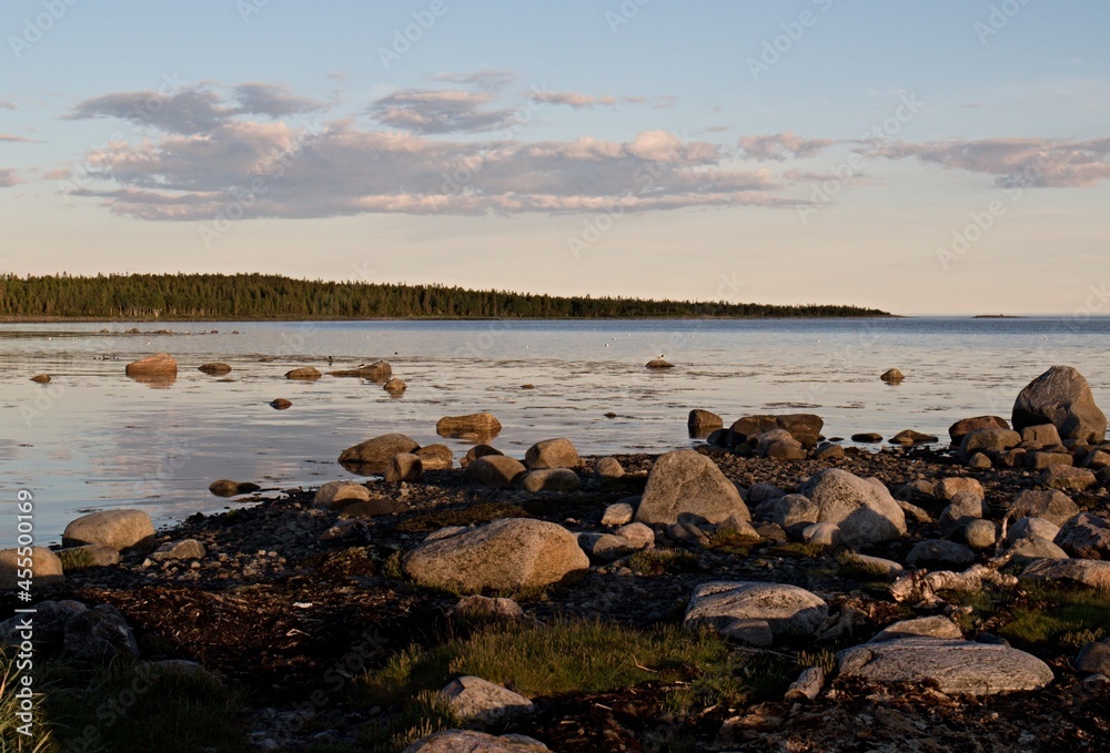 Bolshoy Solovetsky Island and White Sea at sunset.Russia. Bolshoy Solovetsky Island and White Sea at sunset.Russia.