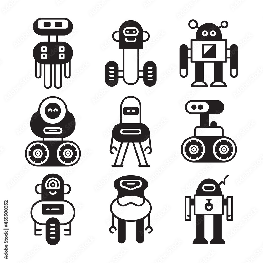 robot icons set vector illustration