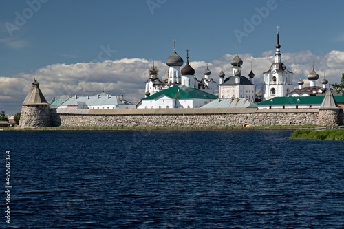 View of Solovetsky Monastery and Lake Svaytoe. Bolshoy Solovetsky Island. Russia. photo