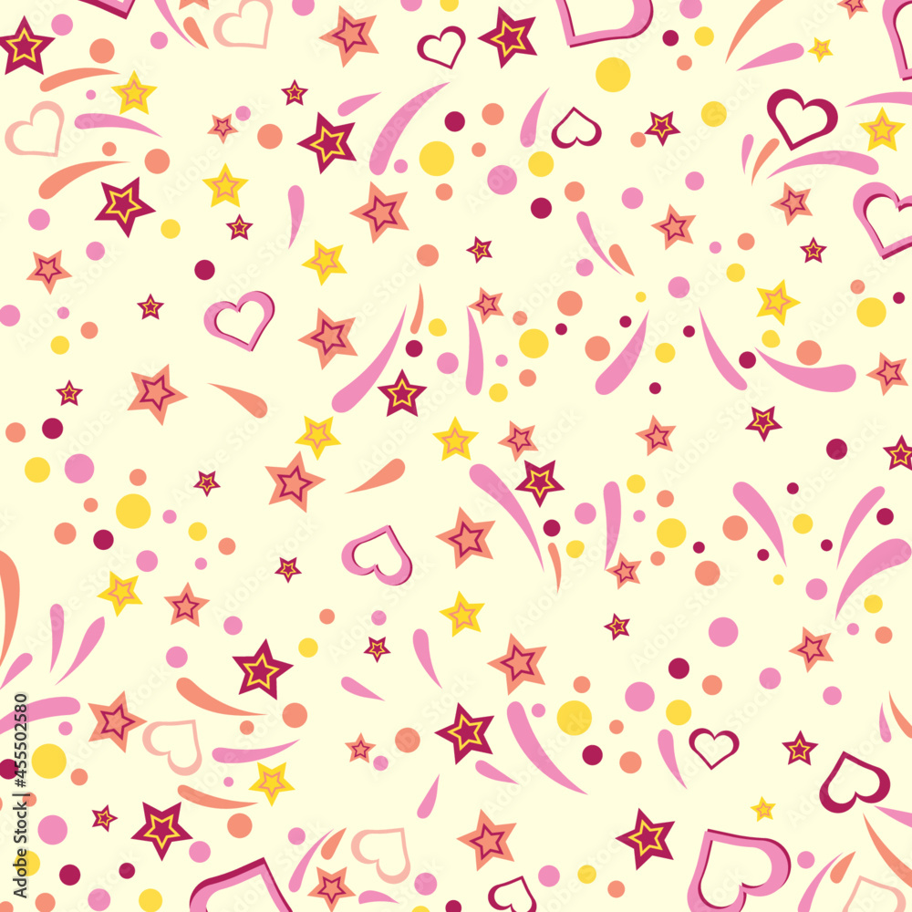 Heart star dot colorful vector pattern