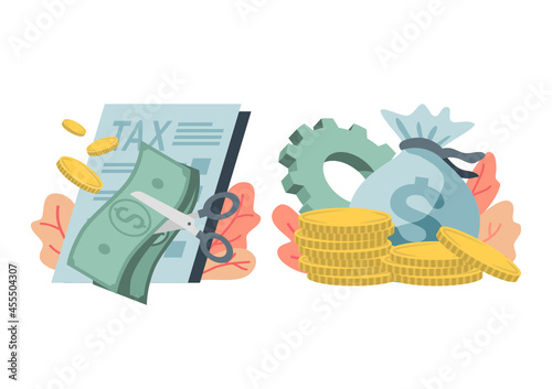 Taxes and fees paid Financial costs, calculation of mandatory payments. personal income tax, taxation, tax credit metaphor Isolated vector concept comparison illustration. and business concepts.