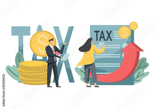 Taxes and fees paid Financial costs, calculation of mandatory payments. personal income tax, taxation, tax credit metaphor Isolated vector concept comparison illustration. and business concepts.