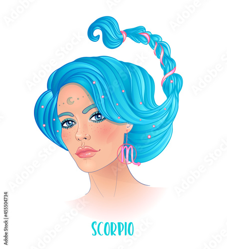 Illustration of Scorpio astrological sign as a beautiful girl. Zodiac vector ...