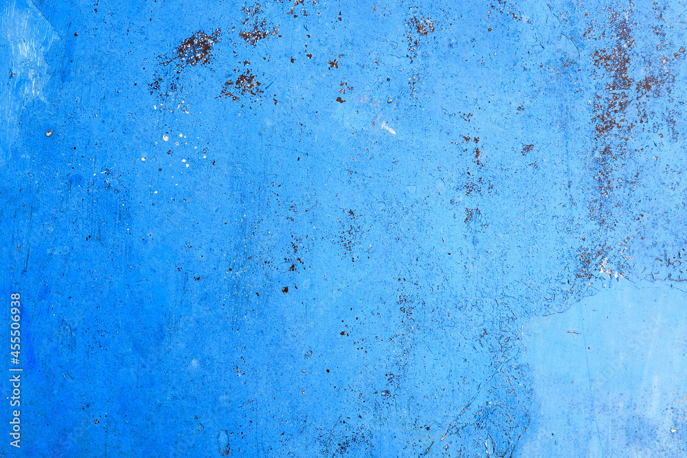 Blue iron wall  paint blue background  indigo color abstraction