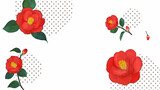 Vector background illustration with red Japanese camellia flowers