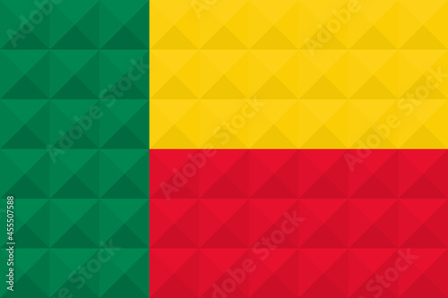Artistic flag of Benin with 3d geometric wave concept art design. Correct Proportion. No opacity effect. Eps (vector) and JPEG (high resolution) format in zip file.