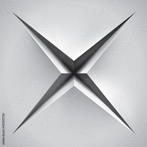 Gray surface with star cut, vector background design. Realistic object
