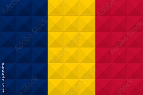 Artistic flag of Chad with 3d geometric wave concept art design. Correct Proportion. No opacity effect. Eps (vector) and JPEG (high resolution) format in zip file.