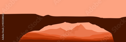 sunset mountain flat design vector illustration good for wallpaper, background, web banner, tourism banner template, apps background and backdrop design template 