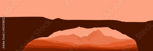 sunset mountain flat design vector illustration good for wallpaper, background, web banner, tourism banner template, apps background and backdrop design template	
