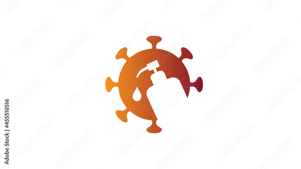 Obraz premium creative covid-19 coronavirus antibacterial bottle logo vector symbol