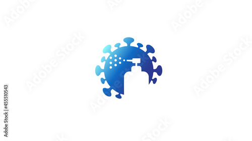 creative covid-19 coronavirus antibacterial bottle logo vector symbol