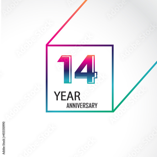 14th anniversary event party. Vector illustration. numbers template for Celebrating.