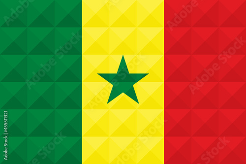 Artistic flag of Senegal with 3d geometric wave concept art design. Correct Proportion. No opacity effect. Eps (vector) and JPEG (high resolution) format in zip file.