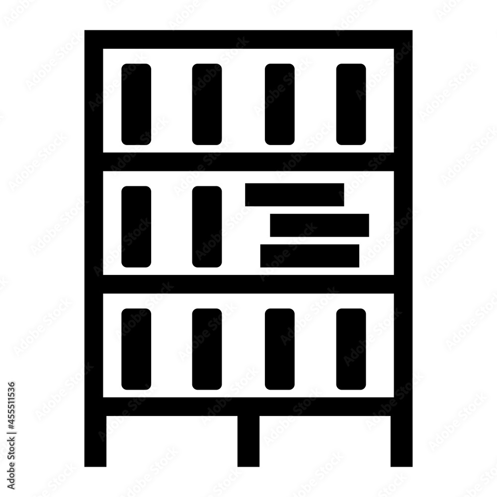 Vector Book Shelves Glyph Icon Design