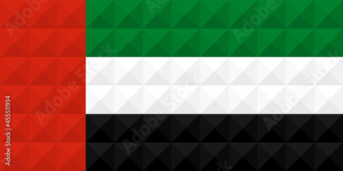 Artistic flag of UAE (United Arab Emirates) with 3d geometric wave concept art design. Correct Proportion. No opacity effect. Eps (vector) and JPEG (high resolution) format in zip file.