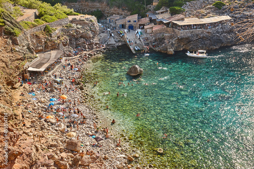 Balearic islands mediterranean coastline. Picturesque village Deia beach. Mallorca photo