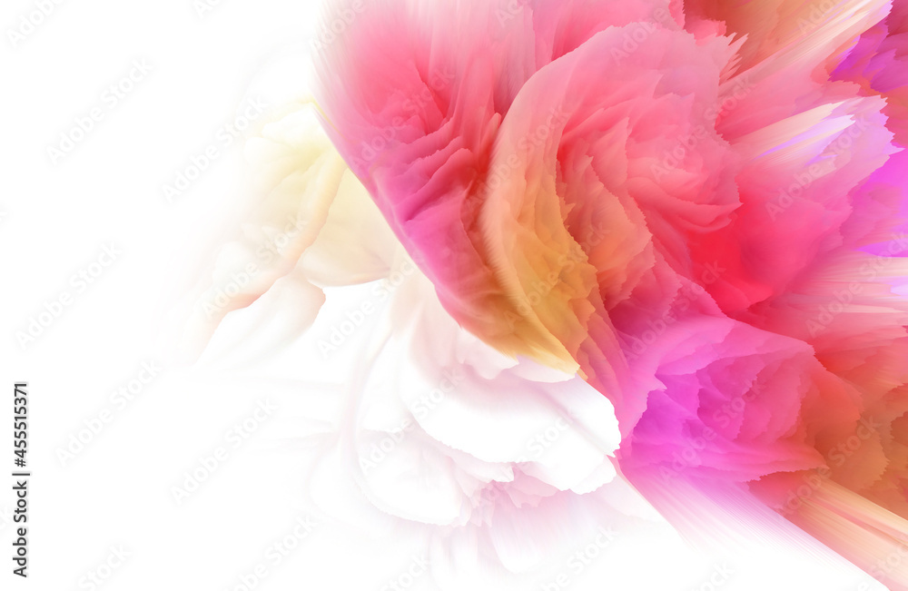 3D digital Illustration. Pink Color blot splash. Abstract horizontal background.