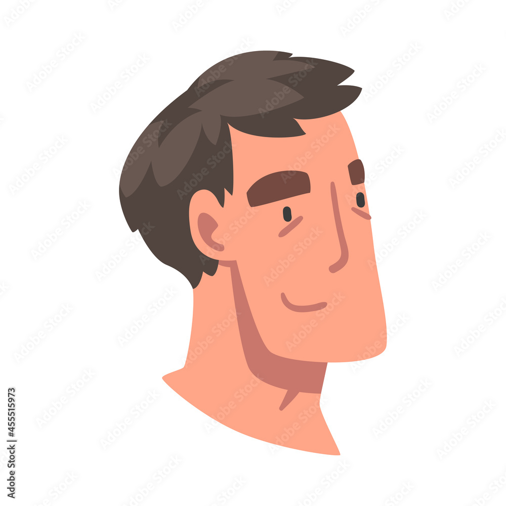 Man Head with Smiling Facial Expression Side View Vector Illustration Man Head with Smiling Facial Expression Side View Vector Illustration