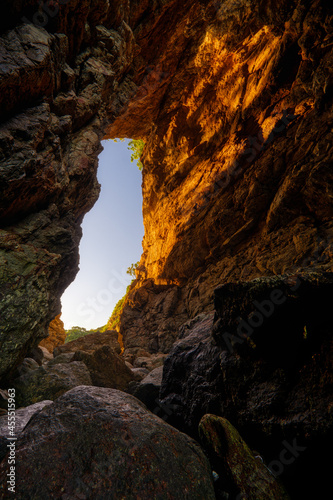 sunlight shoot through the big cave