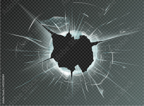 hole broken glass on transparent background