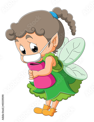 The sad little fairy is wearing the mask