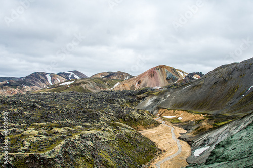 View on the beautifully colored mountain, volcano Blahnukur, Iceland photo