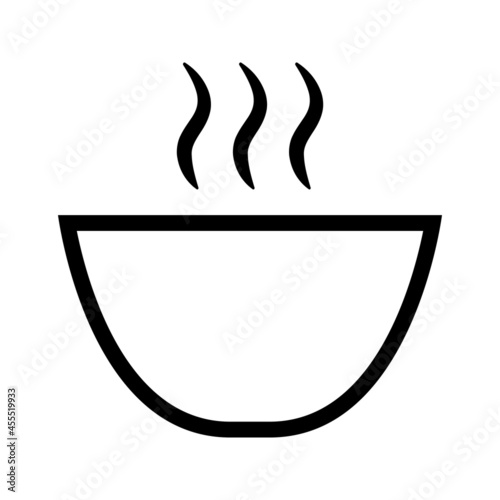 Hot steaming broth bowl icon. Healthy soup or noodle cup simple icon