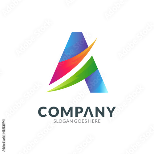 Free Download Logo design template of letter A combination with thunder swoosh - GFXLoad