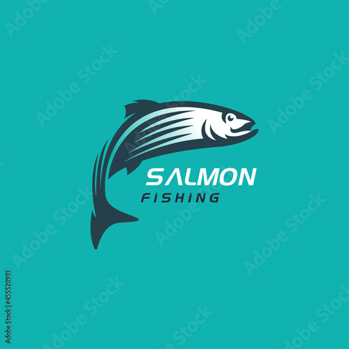 salmon fish logo  fishing logo icon vector illustration