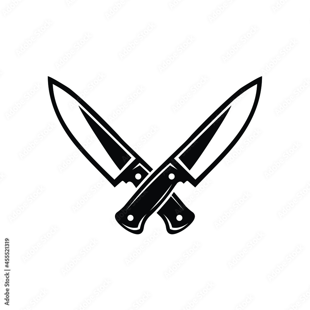 Crossing Butcher Knives Vector Meat Knives Icon Isolated in White Background Stock Vector Crossing Butcher Knives Vector Meat Knives Icon Isolated in White Background Stock Vector