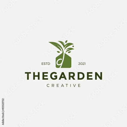 house garden logo design vector illustration