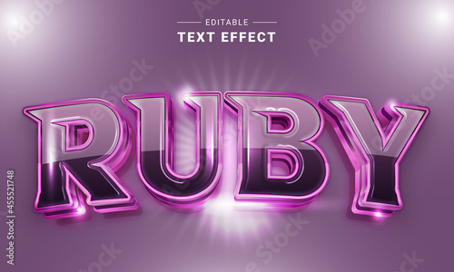 Editable text style effect - Ruby text style theme.	
