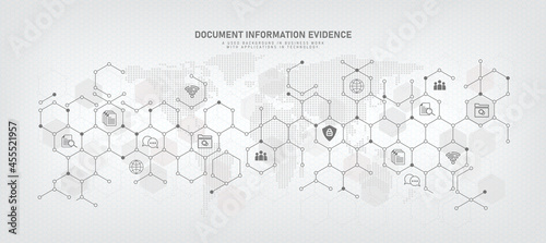 technology background with business symbol icons document management online document database and digital file storage systems/software record keeping database technology file access document sharing
