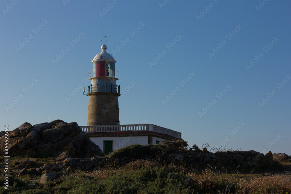 Corrubedo lighthouse in the Atlantic Ocean, Galicia, spain