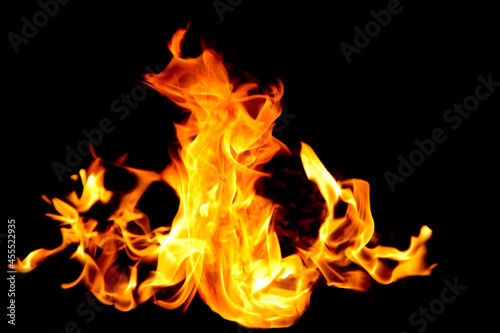 Abstract fire flame. Fire flames on black background. © somchai