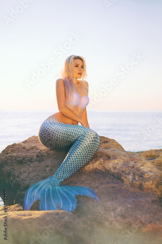 Blonde in a mermaid costume 