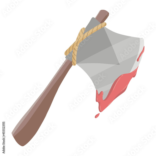 bloody axe for halloween color illustration