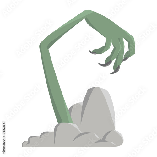 zombie hand on tomb for halloween color illustration