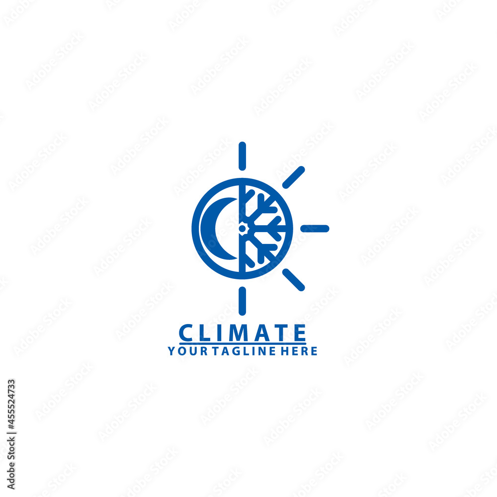 Fototapeta premium Hot and cold symbol. Sun and snowflake all season concept logo.