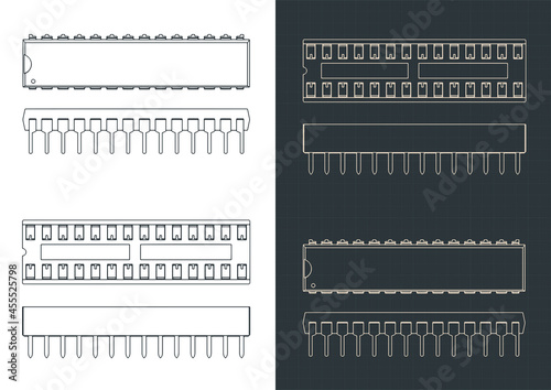 Microcontroller and DIP socket blueprints