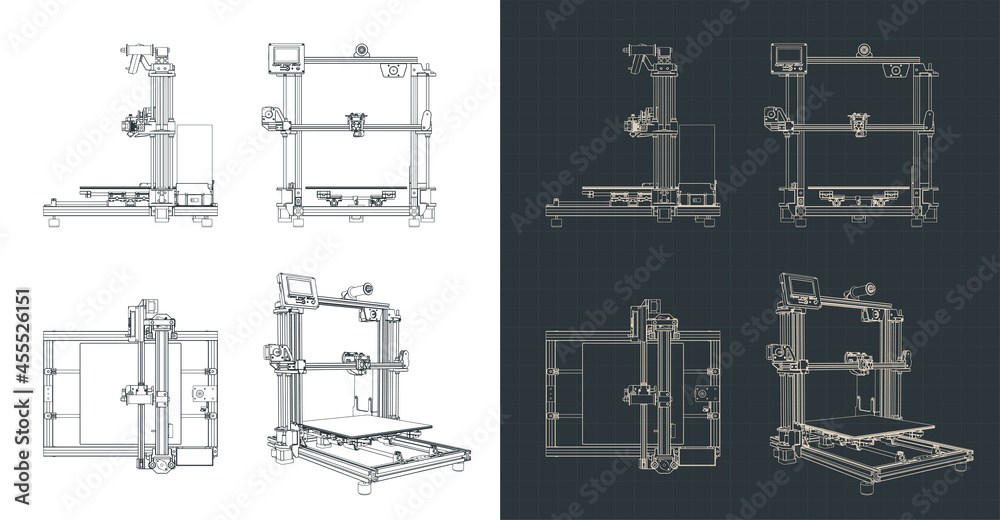 3D printer blueprints Stock Vector Adobe Stock