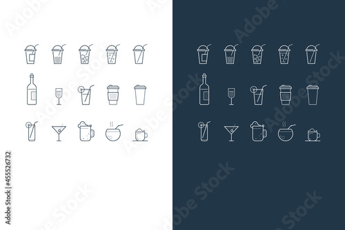 Set of icons with drinks and beverage
