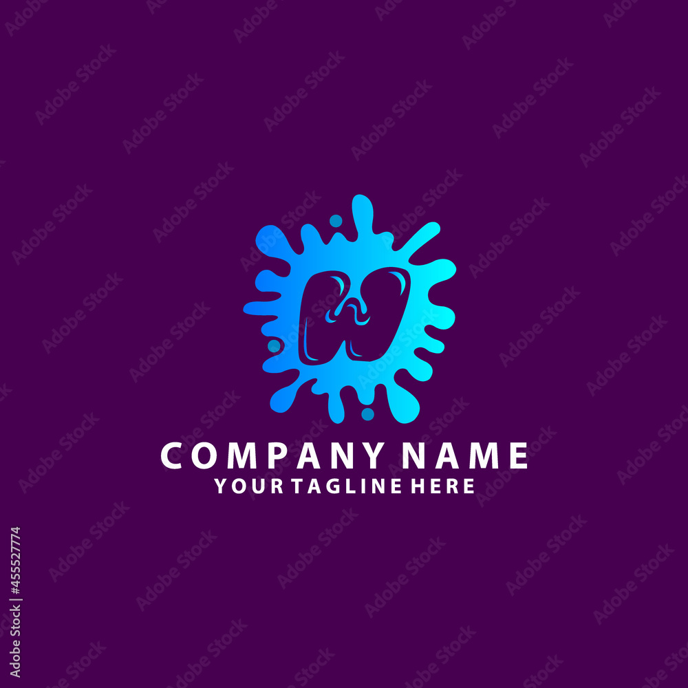 Fototapeta premium Letter w logo with wave abstract logo, water drop logo